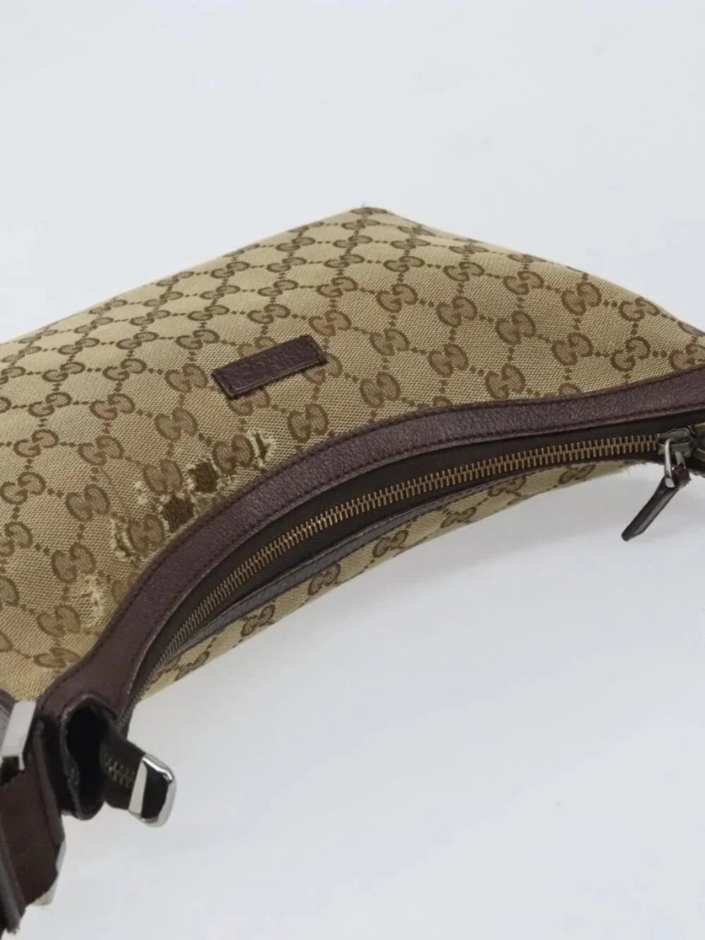 GUCCI GG Canvas Shoulder Bag Beige Gold 181092 Auth SW2067